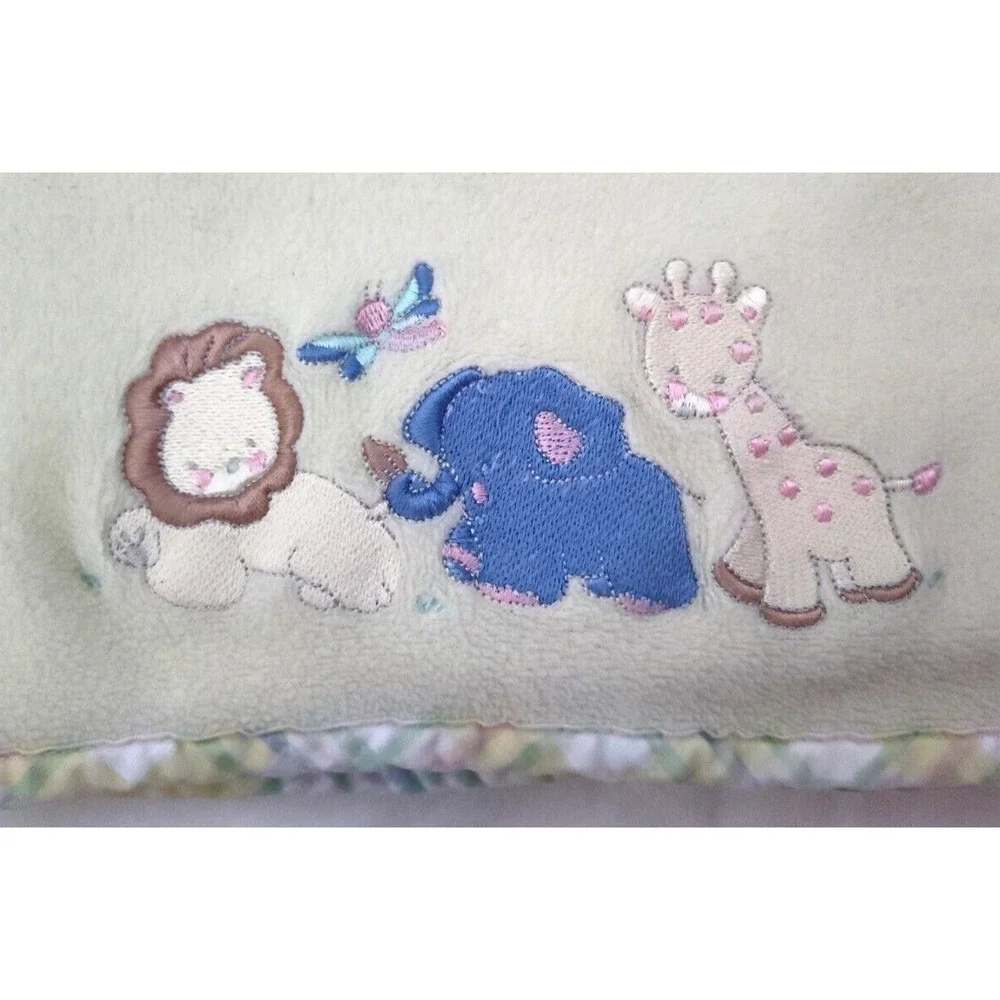 Vtg Circo Baby Yellow Elephant Giraffe Lion Fleece Blanket Butterfly Target htf